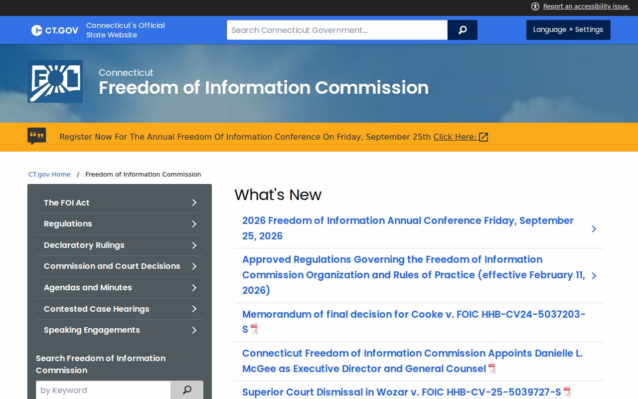 Connecticut court clerks Freedom of Information Commission access guidance