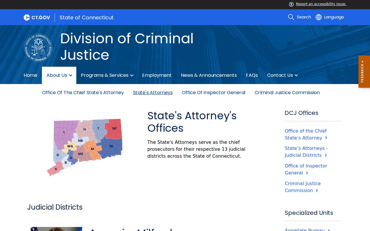 Connecticut arrest records and court charges prosecutor directory
