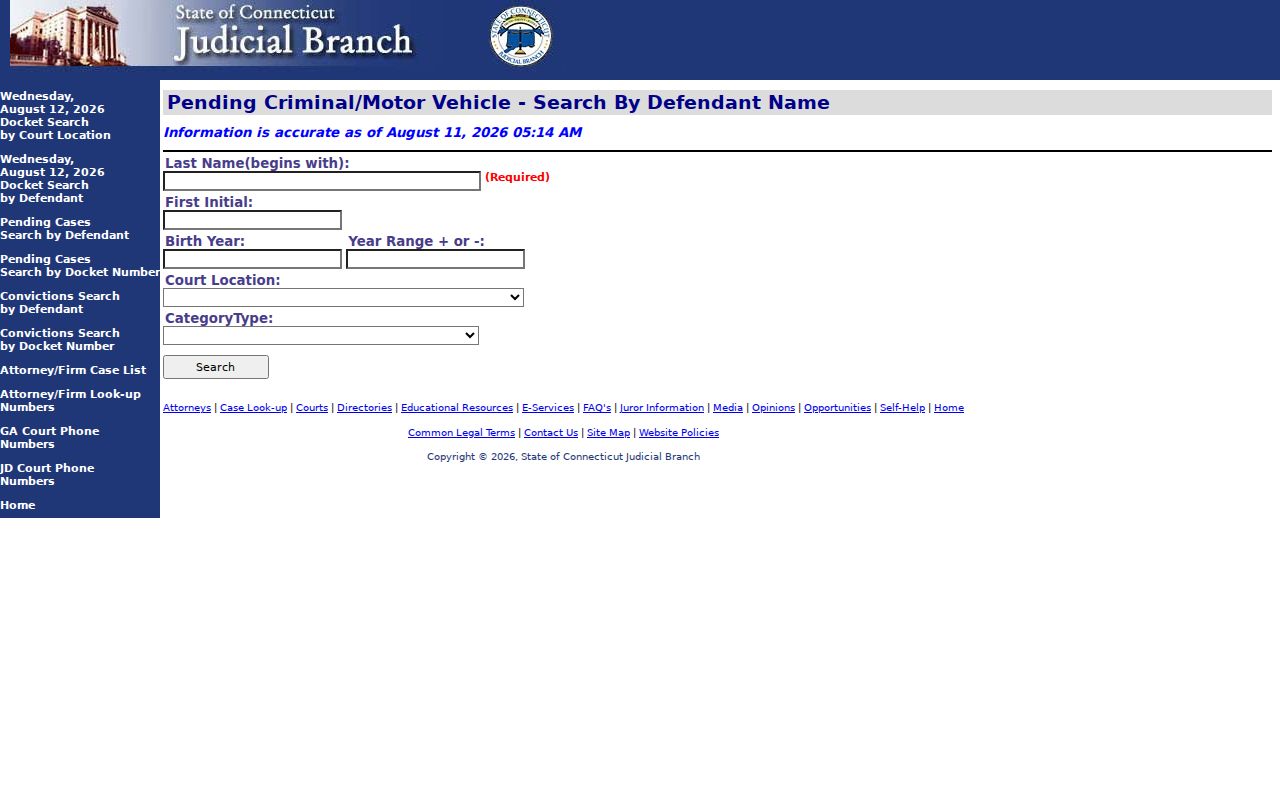 Connecticut arrest records pending criminal charge search