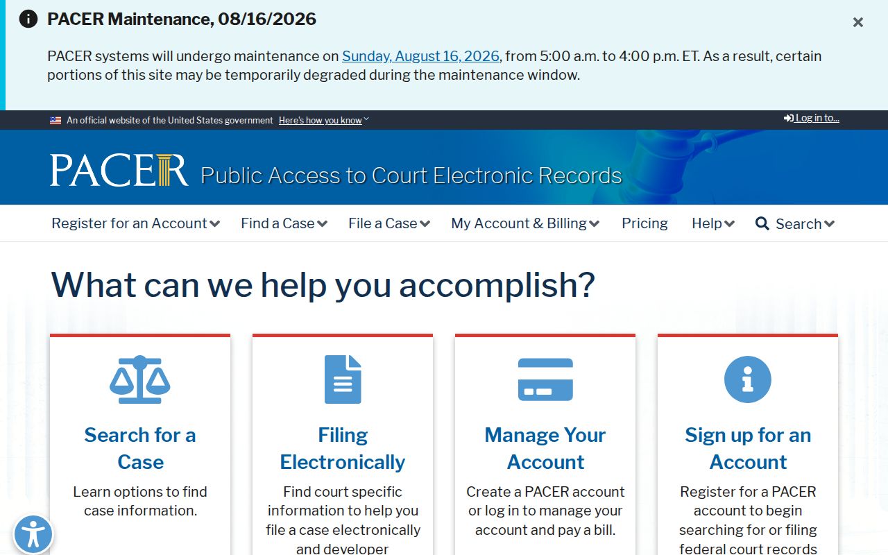 Connecticut court dockets federal PACER public access