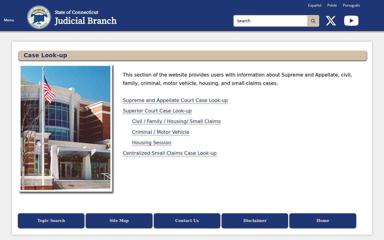 Connecticut court records Judicial Branch lookup hub