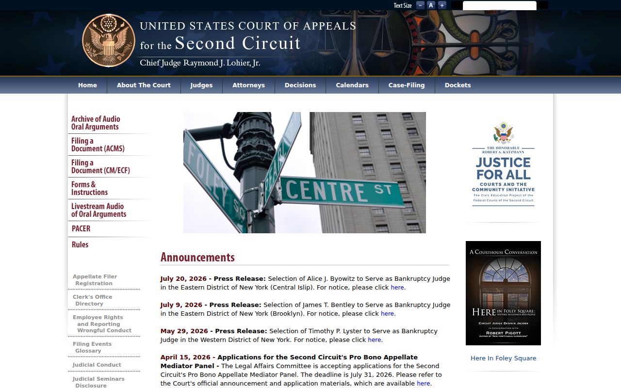 Connecticut court records federal appeals in the Second Circuit