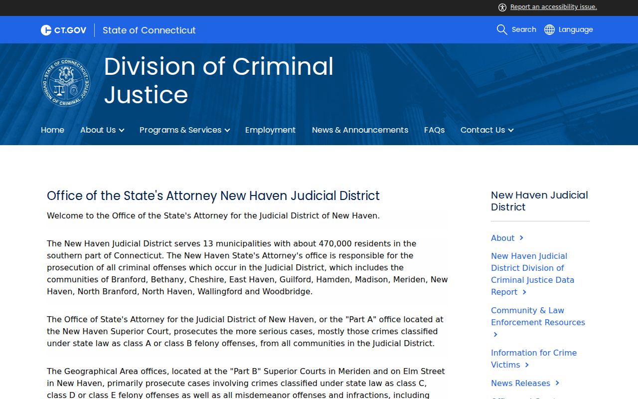 Connecticut criminal court records judicial district prosecutor profile