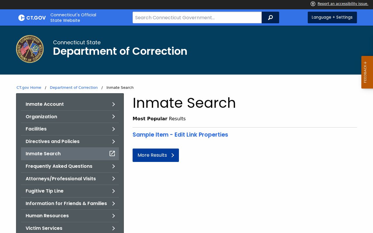 Connecticut inmate records DOC search service