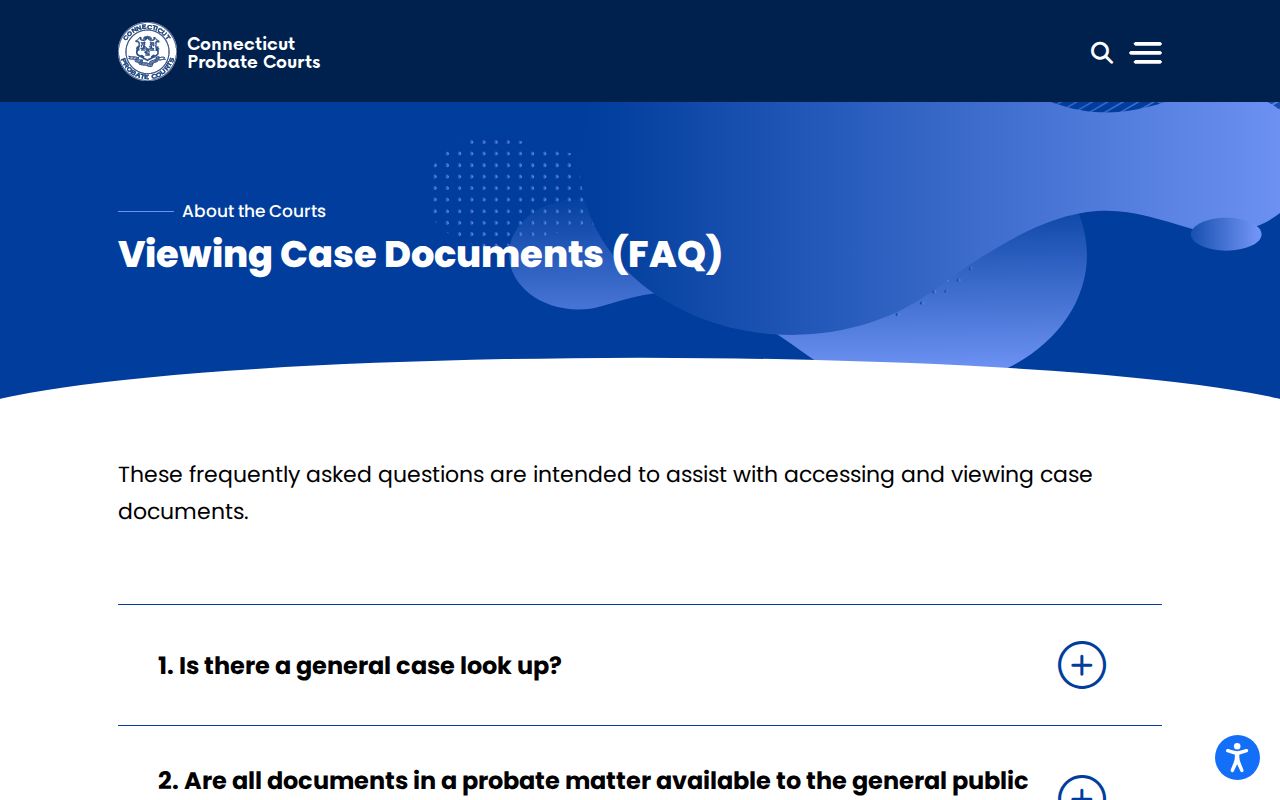 Connecticut probate records document viewing rules