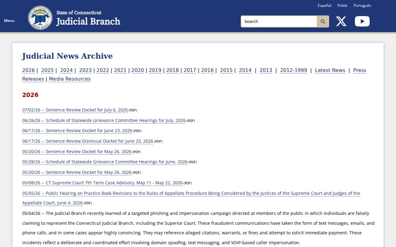 Connecticut warrant records Judicial Branch Practice Book update